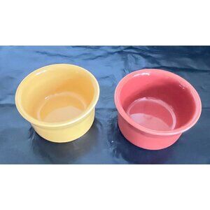 2 Fiesta HLC USA Ceramic Ramekins Yellow Red 8 Oz Classic Design Durable